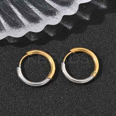 304 Stainless Steel Two Tone Hoop Earrings EJEW-P313-02C-G-1