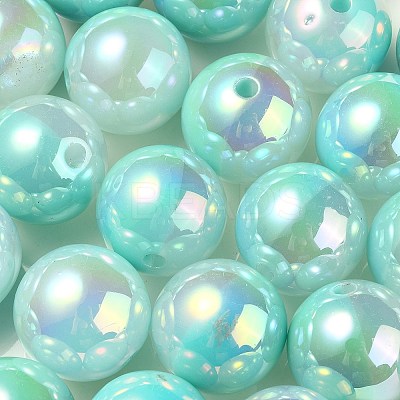 UV Plating Rainbow Iridescent Opaque Acrylic Beads OACR-C007-01B-1