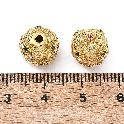 Brass Micro Pave Cubic Zirconia Beads KK-D224-11G-1