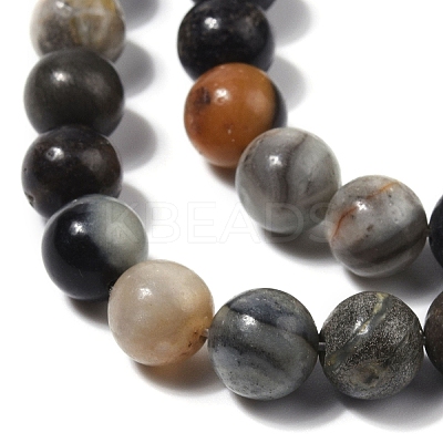 Natural Black Flower Amazonite Beads Strands G-G184-A05-01-1