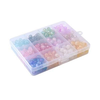 360Pcs 12 Colors Frosted Transparent Acrylic Beads OACR-FS0002-23-1
