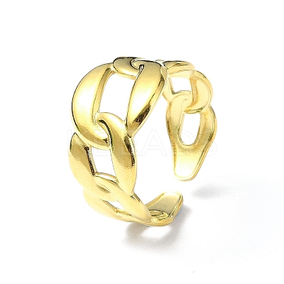 Ion Plating(IP) 304 Stainless Steel Open Cuff Ring RJEW-L109-039G-1