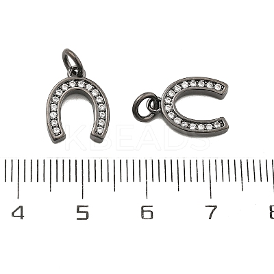 CZ Brass Micro Pave Cubic Zirconia Horse Shoe Charms ZIRC-L018-13B-1