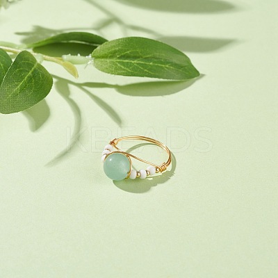4Pcs 4 Style Natural Genmstone Wire Wrapped Finger Ring RJEW-TA00022-1