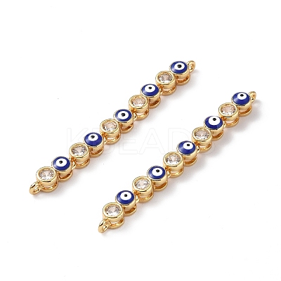Brass Pave Clear Cubic Zirconia Connector Charms KK-E068-VF285-1
