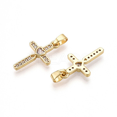 Brass Micro Pave Cubic Zirconia Pendants KK-T070-77G-1