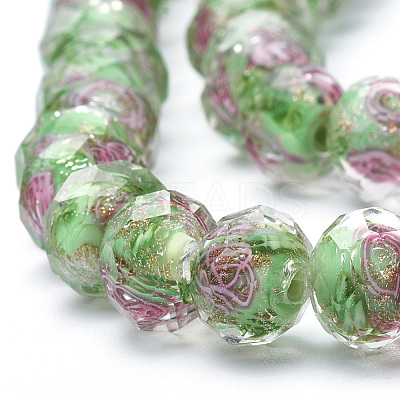 Handmade Gold Sand Lampwork Beads Strands LAMP-R141-10mm-10-1