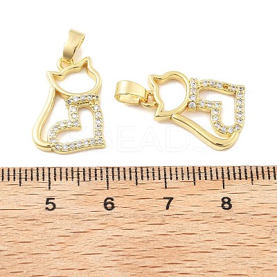 Cat Shape Brass Micro Pave Cubic Zirconia Pendants KK-M325-05G-1