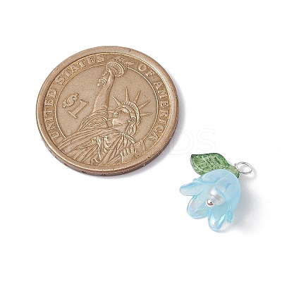 Flora Leaves & Lily flower Charms PALLOY-JF02541-02-1