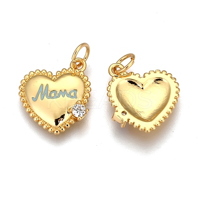 Brass Micro Pave Clear Cubic Zirconia Charms ZIRC-B002-36G-C-1