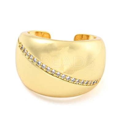 Clear Cubic Zirconia Wide Open Cuff Ring RJEW-L121-014G-1