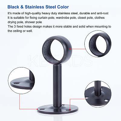 4Pcs 2 Colors Stainless Steel Curtain Rod Ceiling Mount Bracket with Screws STAS-AR0001-16-1