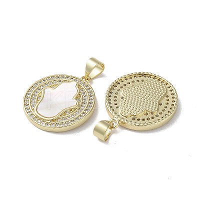 Brass Micro Pave Cubic Zirconia Pendants KK-G485-22D-G-1