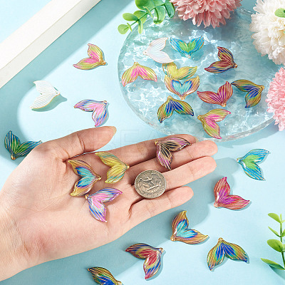 60Pcs Printed Translucent Acrylic Pendants OACR-TA0001-72-1