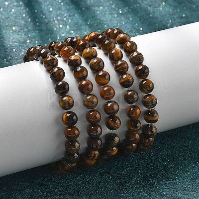 Natural Tiger Eye Bead Stretch Bracelets X-BJEW-K212-B-028-1