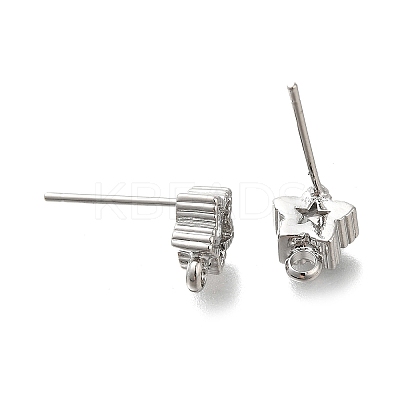 Brass with Cubic Zirconia Stud Earring Finding KK-Q048-17P-1