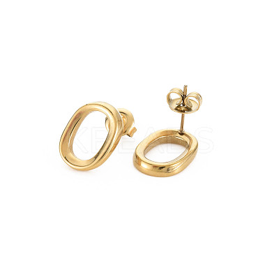 Ion Plating(IP) 304 Stainless Steel Hollow Oval Stud Earrings for Woman EJEW-N097-004LG-1