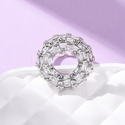 Brass Micro Pave Cubic Zirconia Cuff Rings RJEW-D323-02P-1