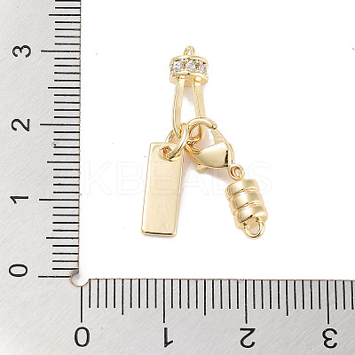 Brass Micro Pave Clear Cubic Zirconia Clasps KK-C051-52G-1