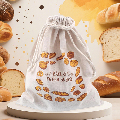 2Pcs Linen Bread Print Pouches AJEW-CP0003-81B-1