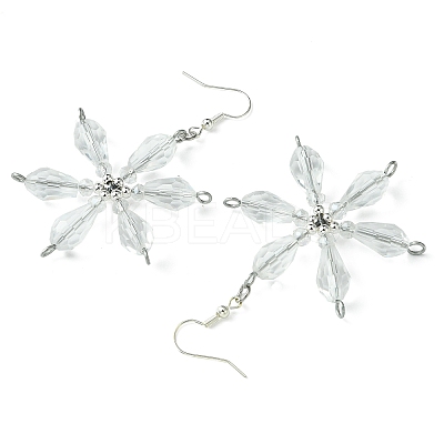 Christmas Snowflake Glass Dangle Earrings EJEW-TA00507-1