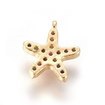 Golden Tone Brass Micro Pave Cubic Zirconia Charms ZIRC-L075-10A-G-1