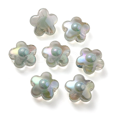 UV Plating Rainbow Iridescent Transparent Acrylic Beads OACR-C007-03E-1