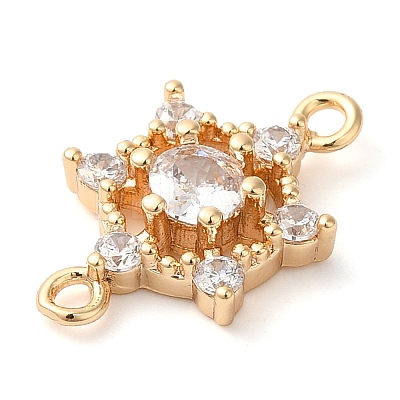 Brass Pave Clear Cubic Zirconia Connector Charms KK-G503-30G-1