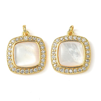 Brass Micro Pave Clear Cubic Zirconia Pendants KK-M277-07B-G-1