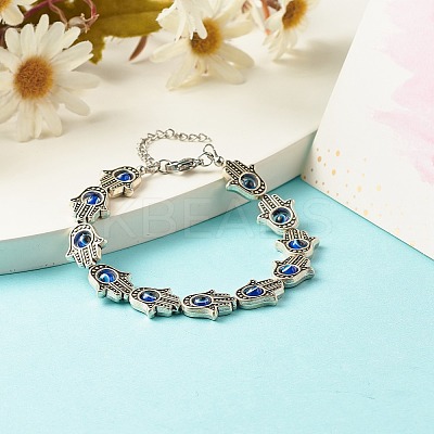 Hamsa Hand Tibetan Style Alloy Bracelets for Women BJEW-JB07728-1