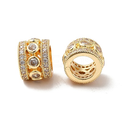 Brass Cubic Zirconia Large Hole Beads KK-M233-09G-1
