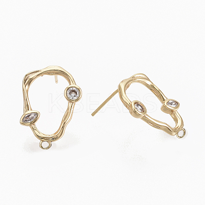 Brass Cubic Zirconia Stud Earring Findings KK-S354-229-NF-1