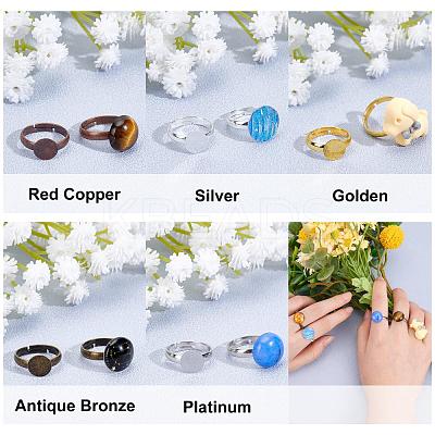 50Pcs 5 Colors Adjustable Brass Ring Components KK-PH0003-33-1