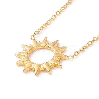 Ion Plating(IP) 304 Stainless Steel Sun Pendant Necklace for Women NJEW-F292-05G-1