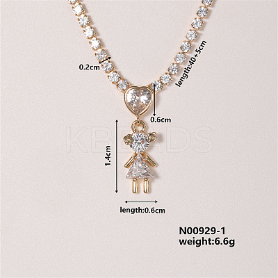 Shiny Family Theme Brass Micro Pave Cubic Zirconia Pendant Necklaces VW3054-1-1