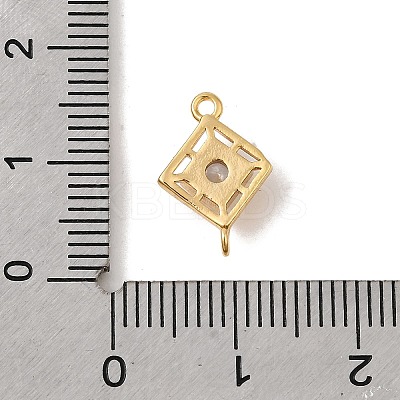 Brass Pave Clear Cubic Zirconia Rhombus Connector Charms KK-P340-43G-1