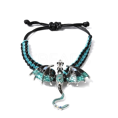Pterosaur Alloy Enamel & Rhinestones Link Bracelets BJEW-A165-01C-1