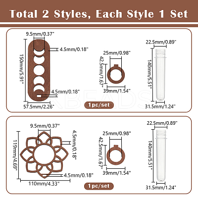 2 Sets 2 Styles Wall Hanging Terrarium Planter with Plastic Tube ODIS-GA0001-53B-1