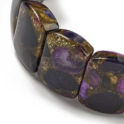 Synthetic Rectangle Gold Clinquant Stone Stretch Bracekets G-P549-01C-1