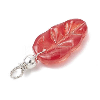 Gradient Color Baking Paint Glass Pendants PALLOY-JF04068-02-1