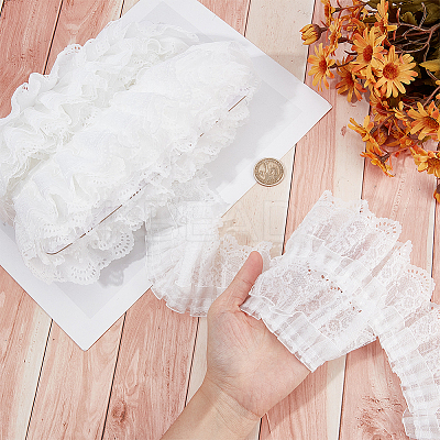 3-Layer Pleated Chiffon Flower Lace Trim OCOR-GF0003-26B-1