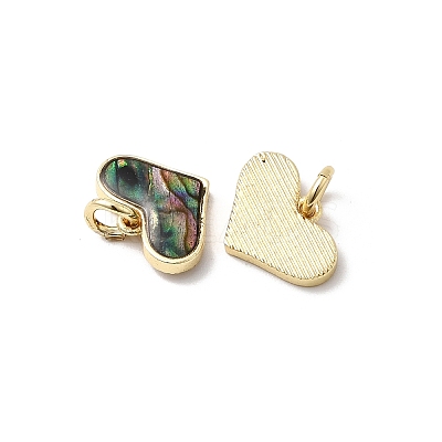 Epoxy Resin & Natural Paua Shell Heart Charms KK-K384-19B-G-1