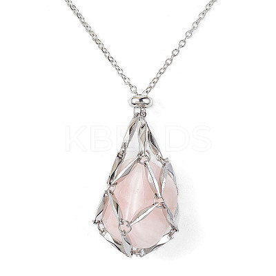Tarnish Resistant 304 Stainless Steel Macrame Pouch Empty Stone Holder for Pendant Necklaces Making NJEW-JN04441-02-1
