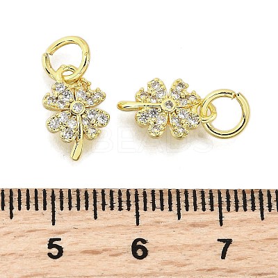 Clover Brass Micro Pave Clear Cubic Zirconia Pendants KK-K300-10G-1