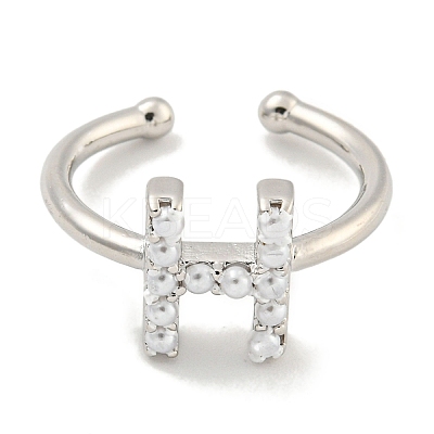 Rack Plating Brass Open Cuff Rings for Women RJEW-F162-01P-H-1