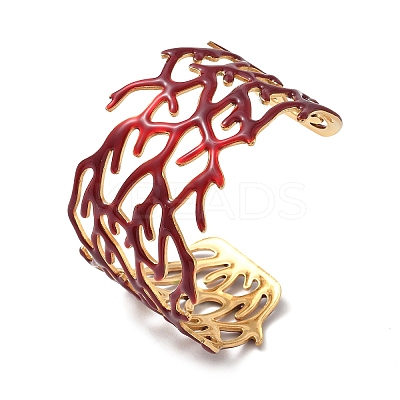 304 Stainless Steel Enamel Cuff Bangles for Women LS-BJEW-F518-03D-G-1