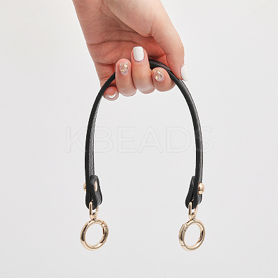 Black PU Imitation Leather Bag Handles DIY-WH0401-82KCG-1
