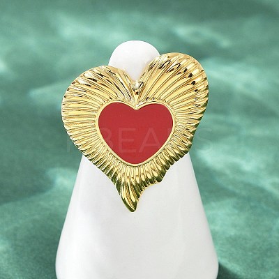 Heart 304 Stainless Steel Enamel Finger Rings for Women RJEW-G355-09G-02-1