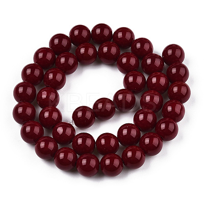 Opaque Solid Color Glass Beads Strands X-GLAA-T032-P10mm-05-1