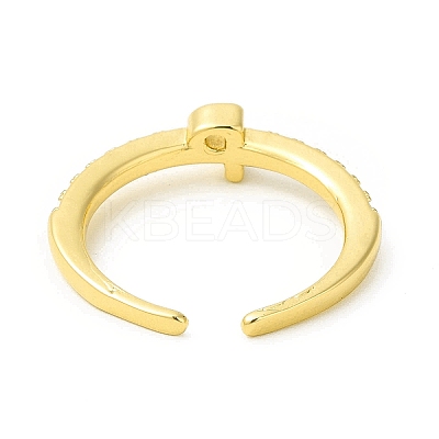 Clear Cubic Zirconia Initial Letter Open Cuff Ring RJEW-H120-09G-P-1